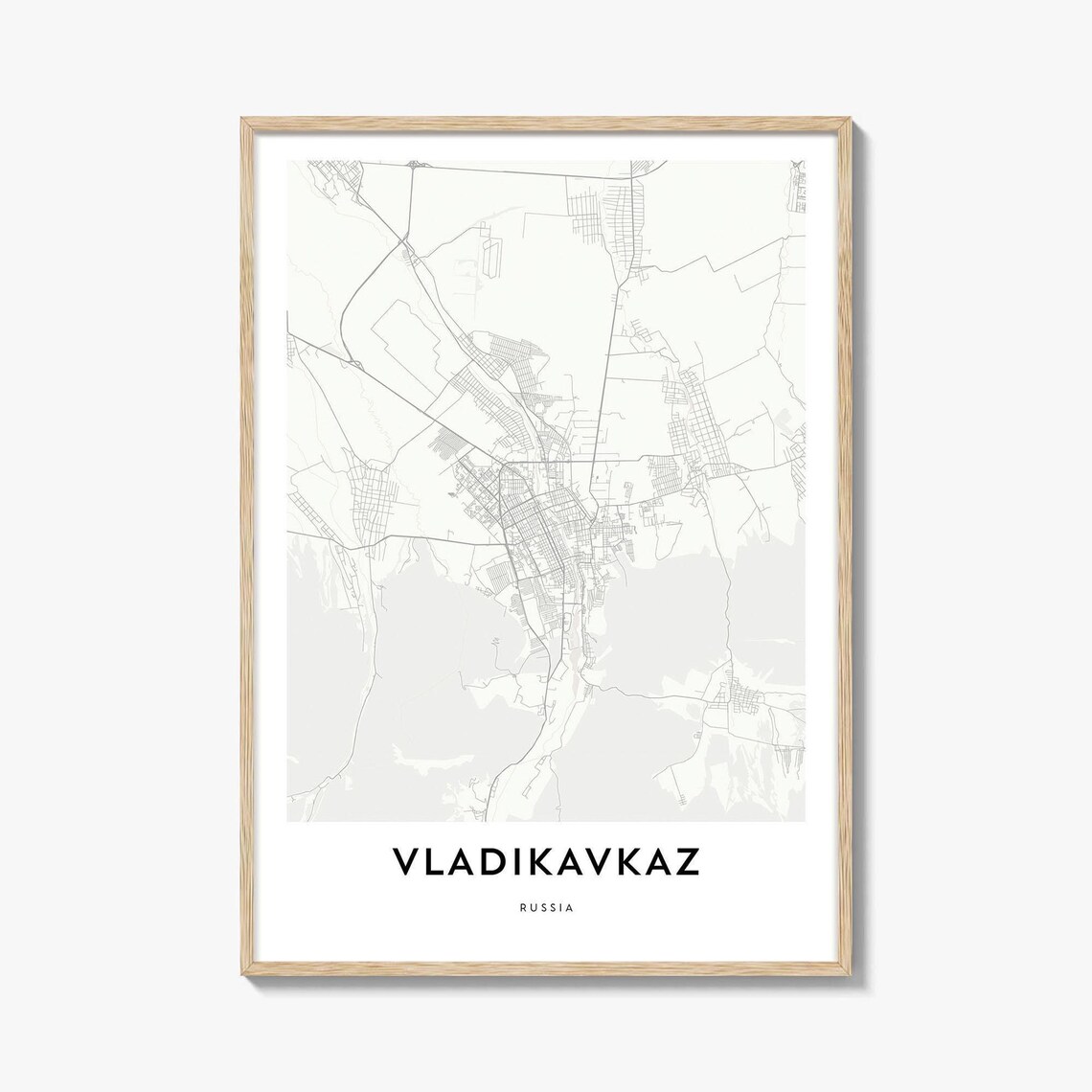 Vladikavkaz Russia Minimalist Cream City Map Art Gift Travel Poster