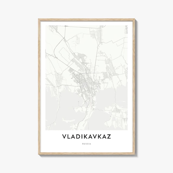 Vladikavkaz Russia Minimalist Cream City Map Art Gift Travel Poster
