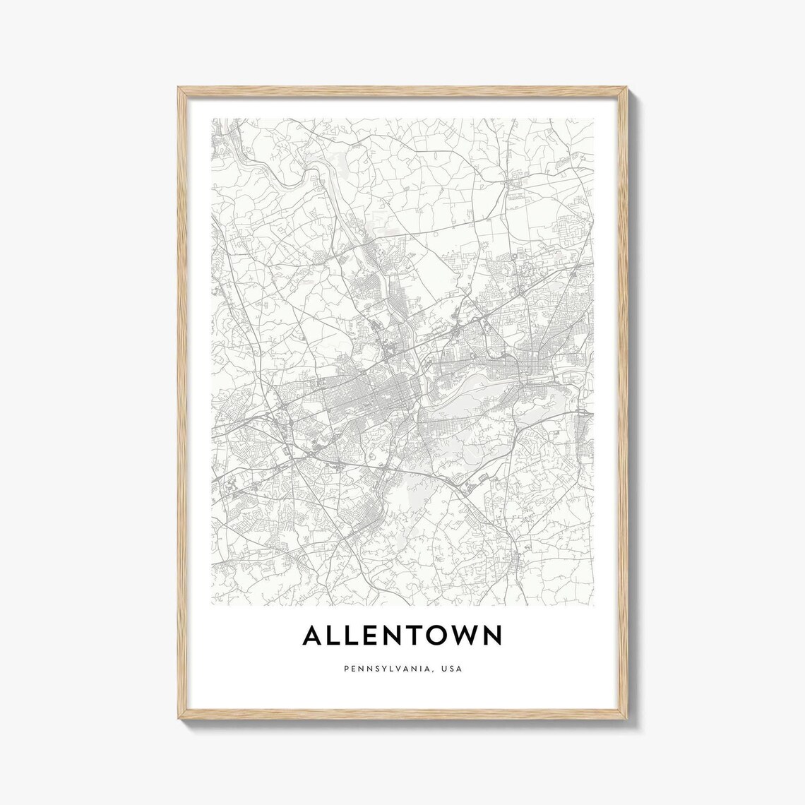 Allentown Pennsylvania Minimalist City Map Street Art Print USA