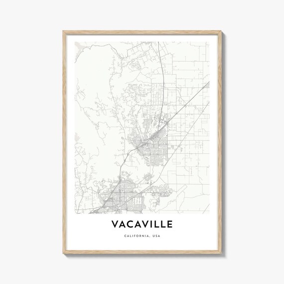 Vacaville California USA Minimalist Light Grey Street Map Poster