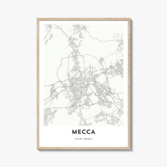 Mecca Saudi Arabia City Street Map Minimalist Line Art Wall Poster