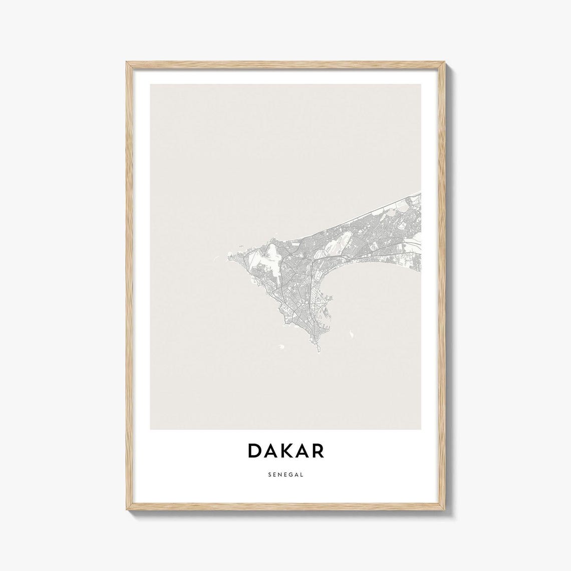 Dakar Senegal Minimalist Cap Vert City Street Map Home Office Poster