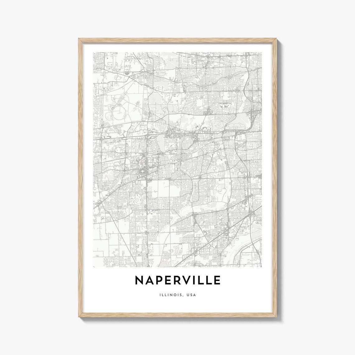 Naperville Illinois Minimalist City Street Map Modern Gift Poster
