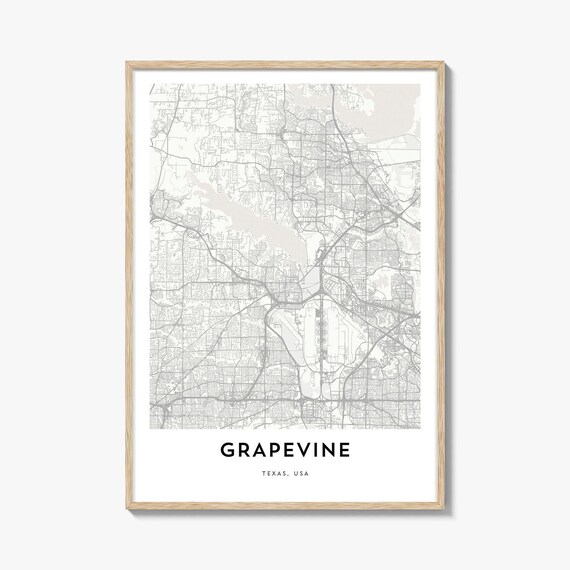 Minimalist Grapevine Texas City Street Map Fine Line Art Poster