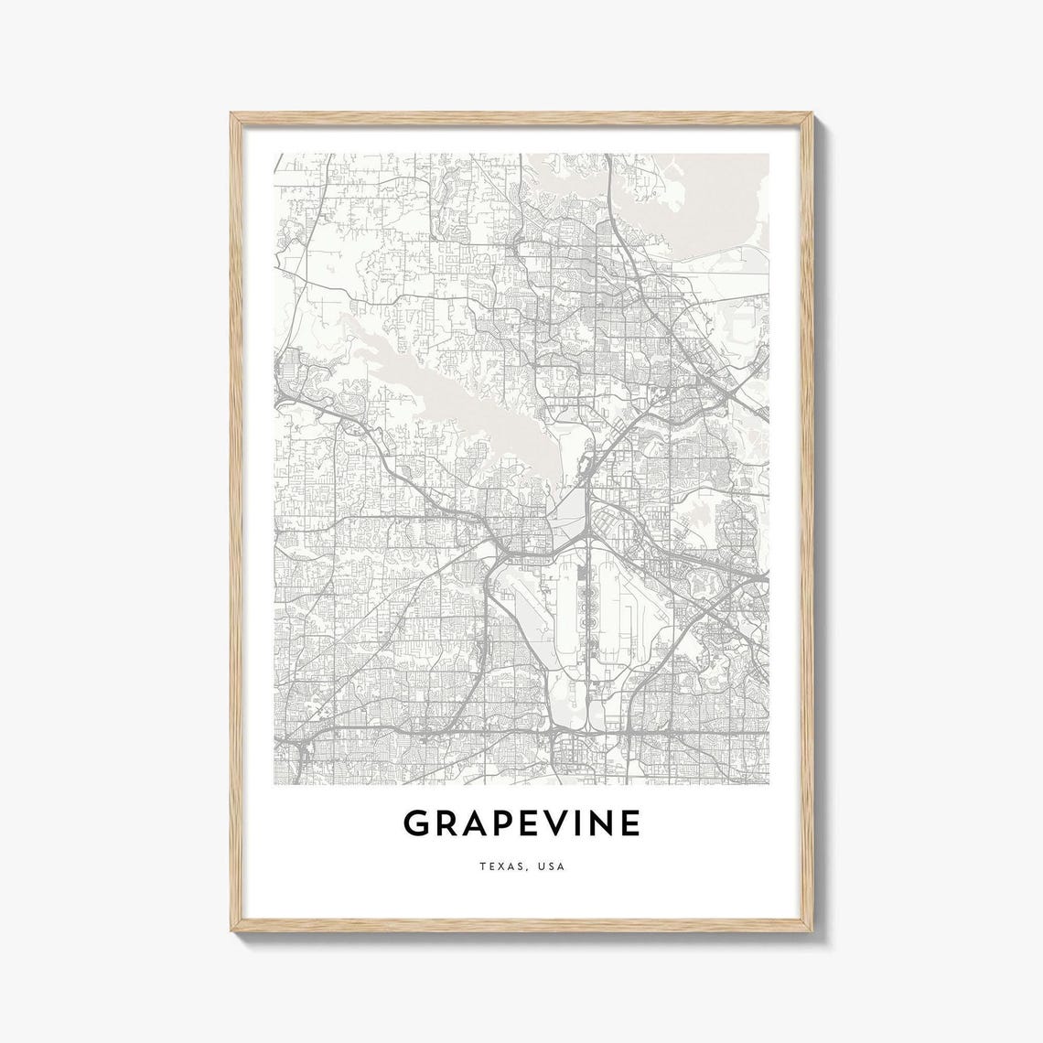 Minimalist Grapevine Texas City Street Map Fine Line Art Poster