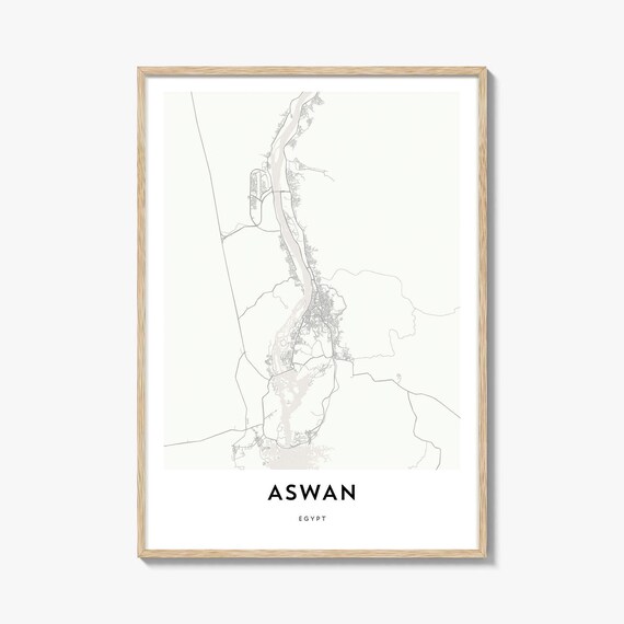 Aswan Egypt Minimalist Nile City Map Street Linework Art Poster