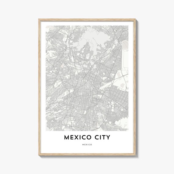 Minimalist Mexico City Mexico Black Line Street Map Art Poster