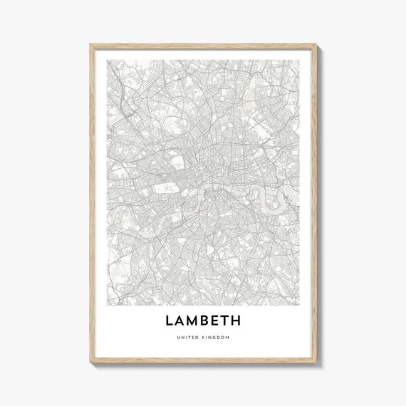 Lambeth London United Kingdom Minimalist Map Poster Wall Decor