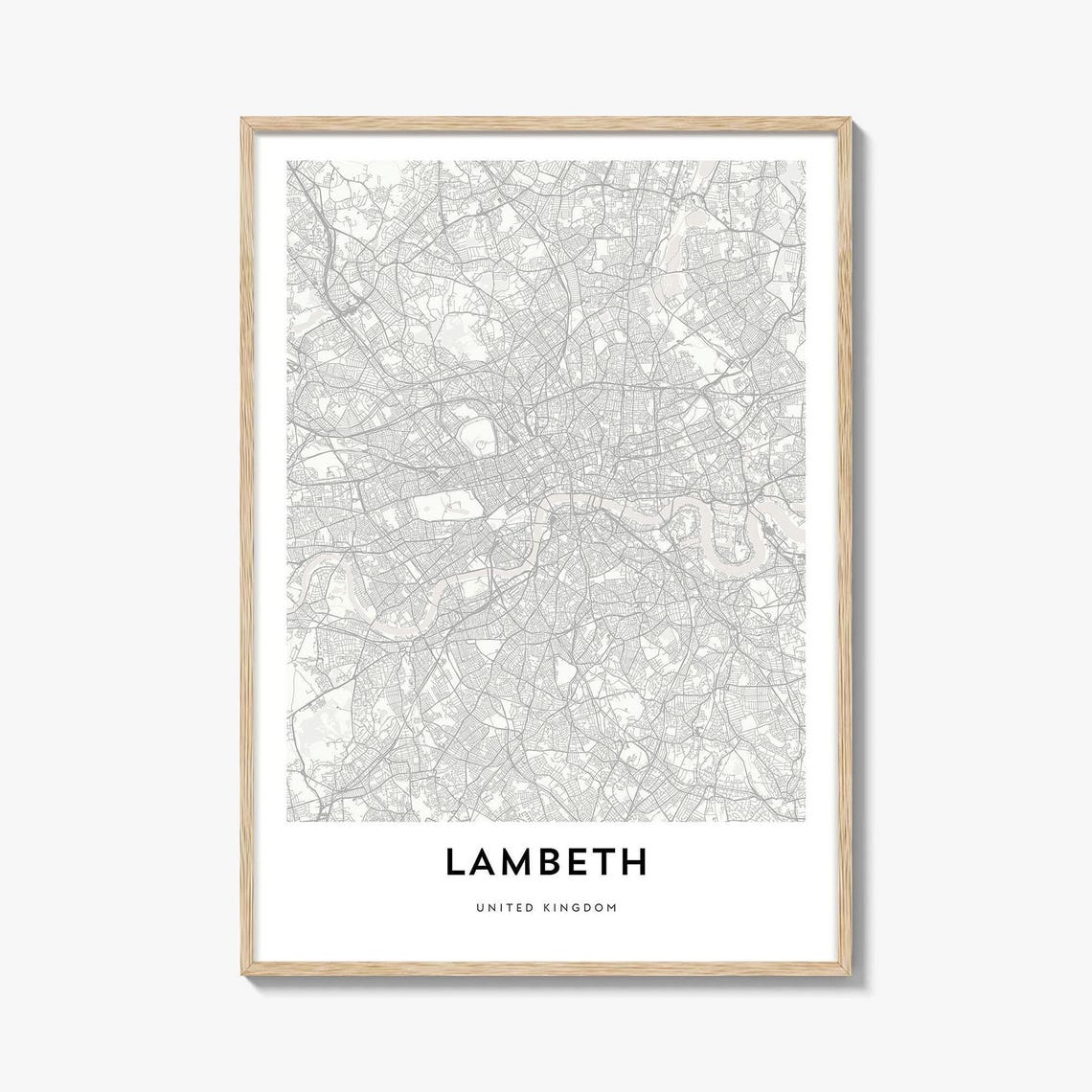 Lambeth London United Kingdom Minimalist Map Poster Wall Decor