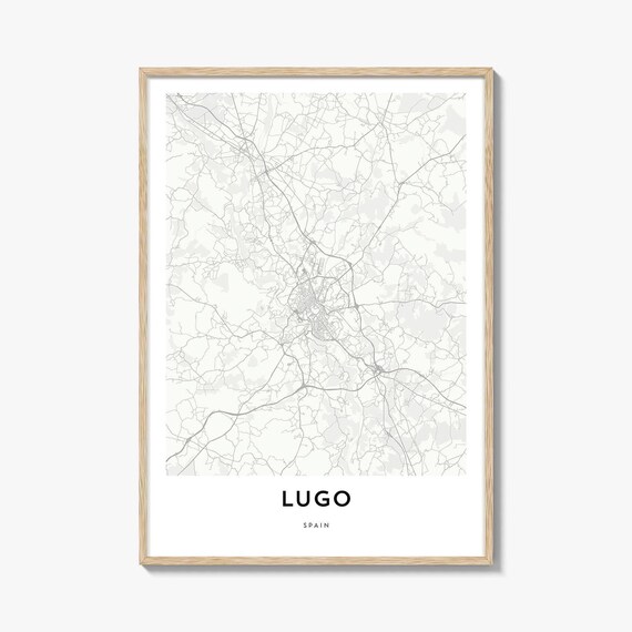 Lugo Spain Scandinavian Minimalist Grey Street Map Art Print