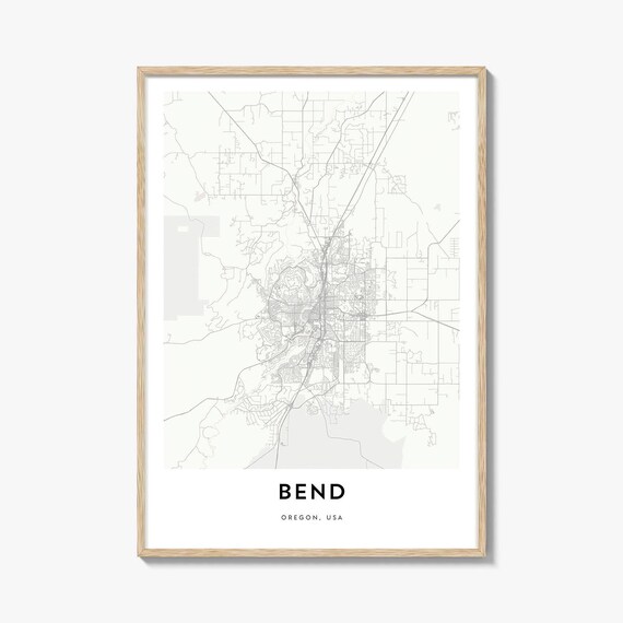 Bend Oregon Minimalist City Street Map Poster Travel Gift Art