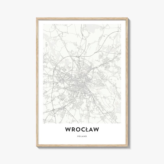 Elegant Minimalist Wrocław Poland City Map Poster in Gray Tone