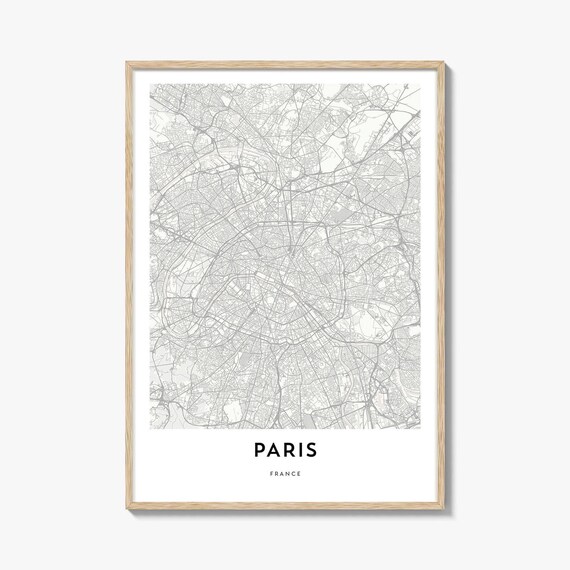 Paris France Minimalist City Street Map Travel Artwork Poster