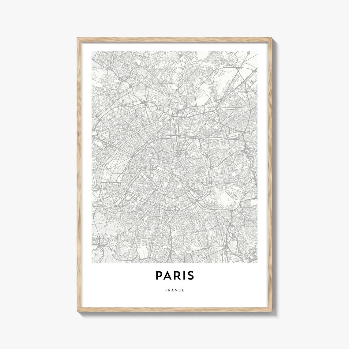Paris France Minimalist City Street Map Travel Artwork Poster