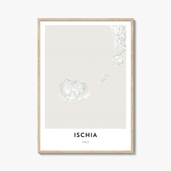Ischia Italy Minimalist Island Map Line Art Coastal Decor Poster