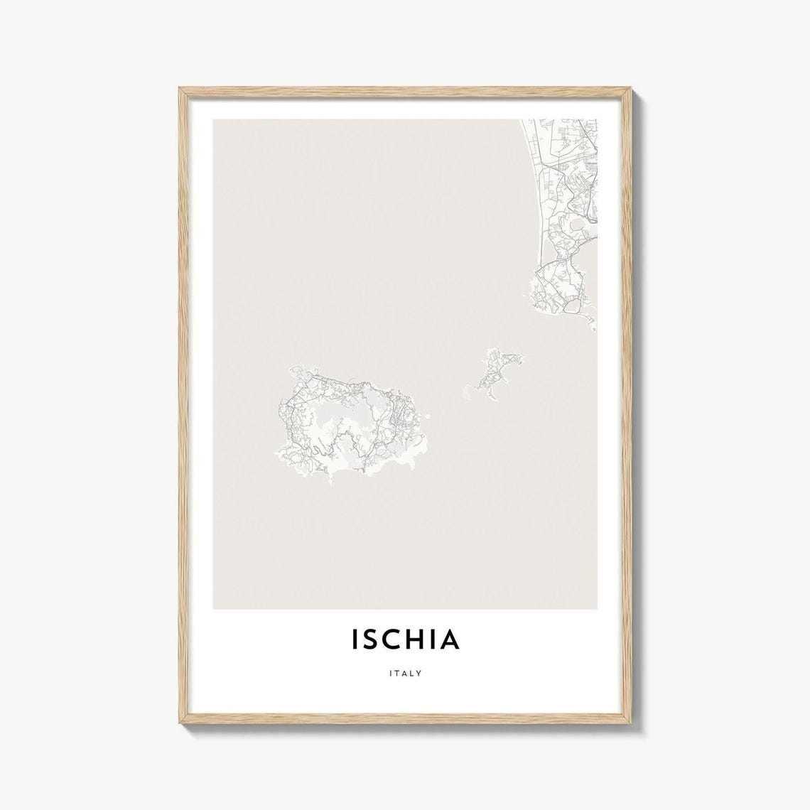 Ischia Italy Minimalist Island Map Line Art Coastal Decor Poster