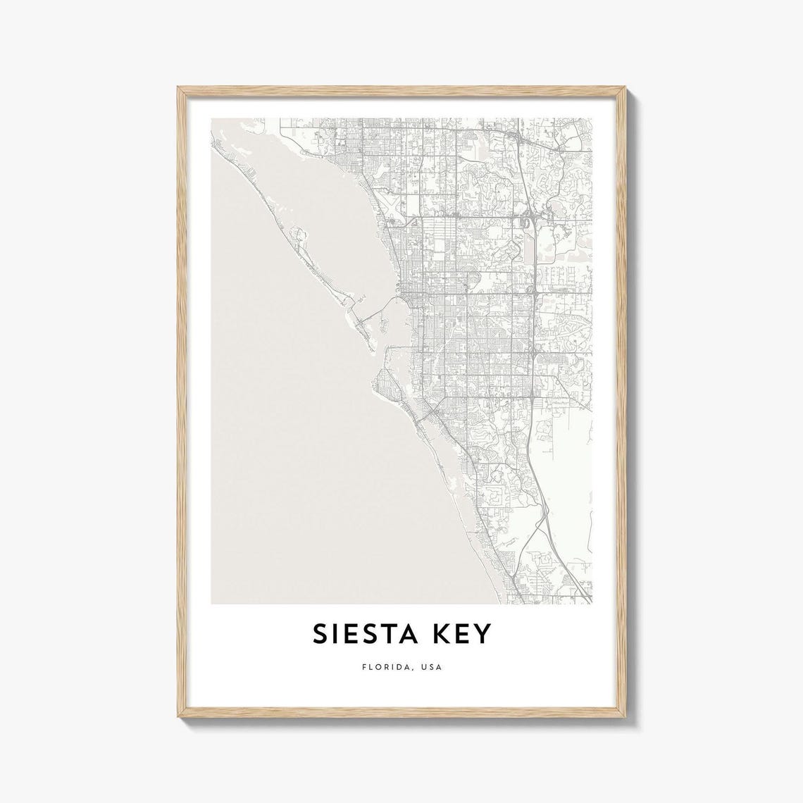 Siesta Key Florida Barrier Island Street Map Minimalist Poster