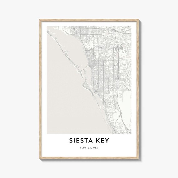 Siesta Key Florida Barrier Island Street Map Minimalist Poster