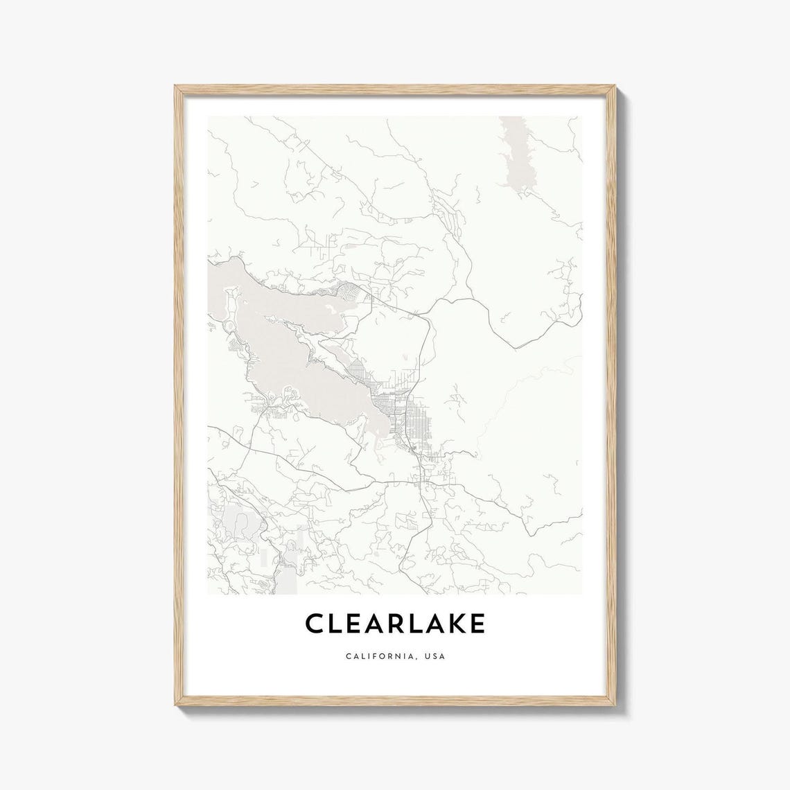 Clearlake California Minimalist City Map Line Art Wall Print
