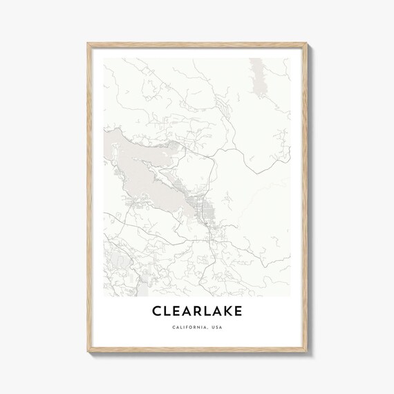 Clearlake California Minimalist City Map Line Art Wall Print