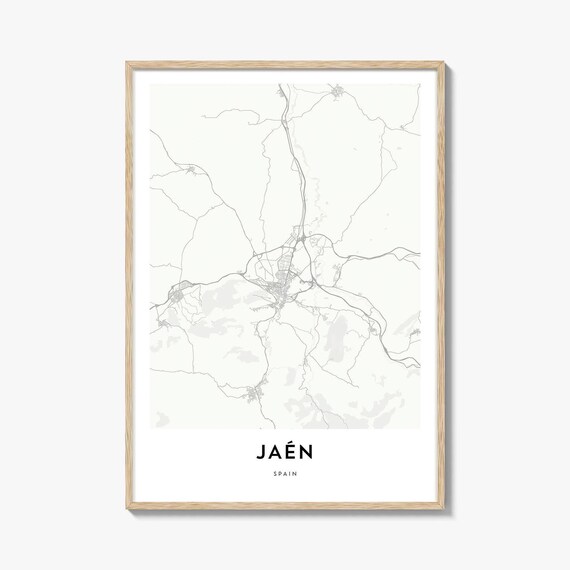 Minimalist Jaen Spain White Street Map City Travel Art Poster