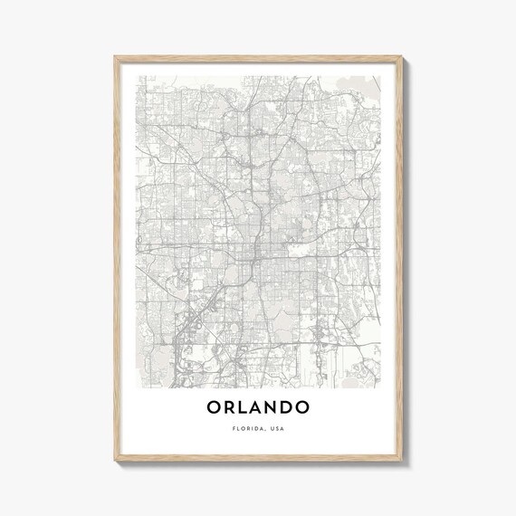 Minimalist Orlando Florida USA City Map Street Line Art Poster