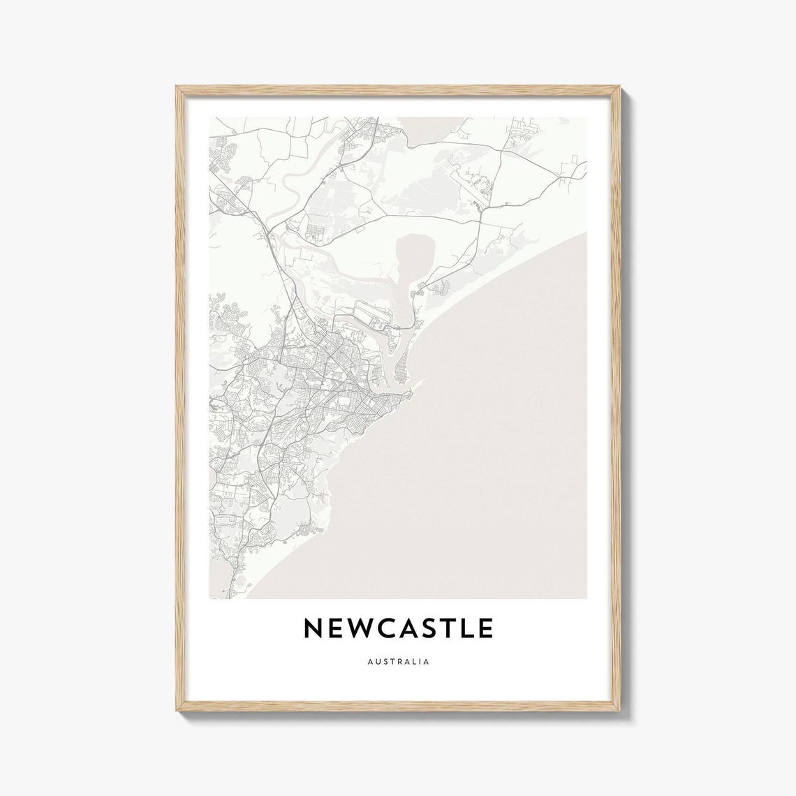 Newcastle Australia Minimalist City Map Travel Artwork Poster
