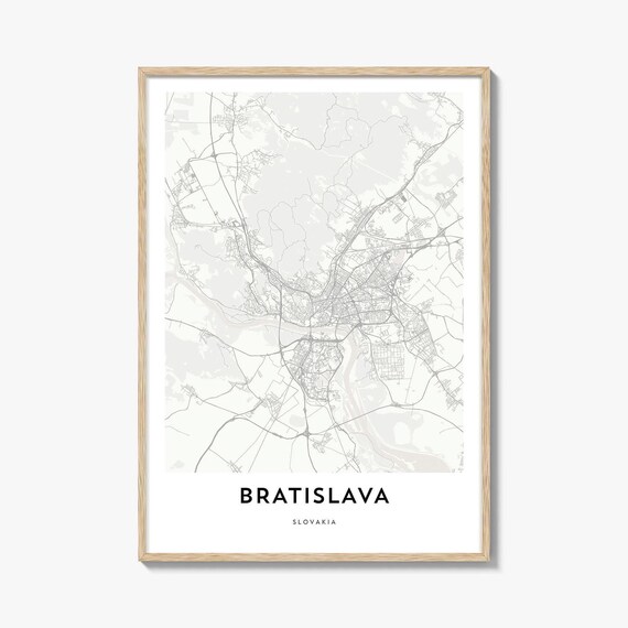 Bratislava Slovakia Minimalist City Map Street Art Print Danube