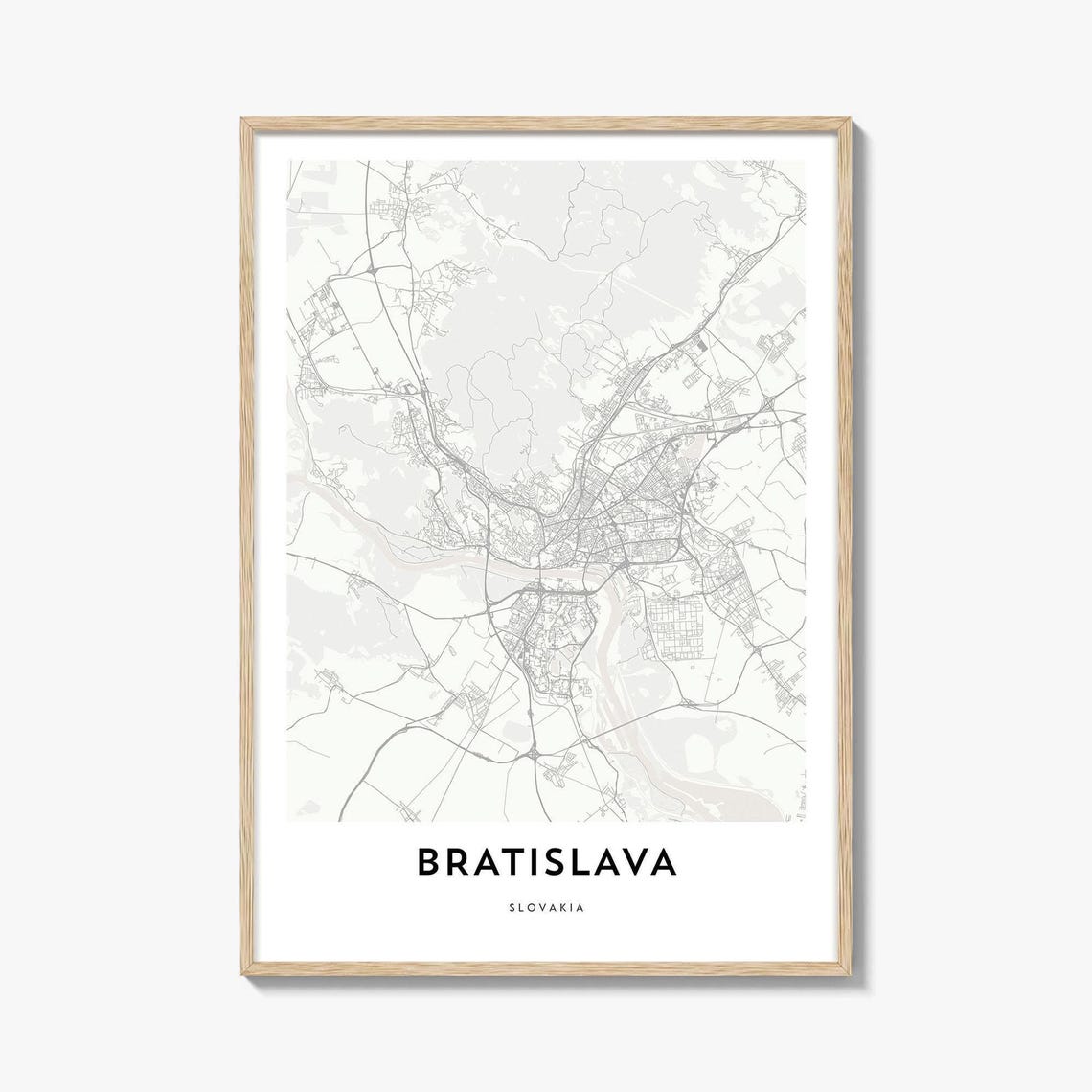 Bratislava Slovakia Minimalist City Map Street Art Print Danube