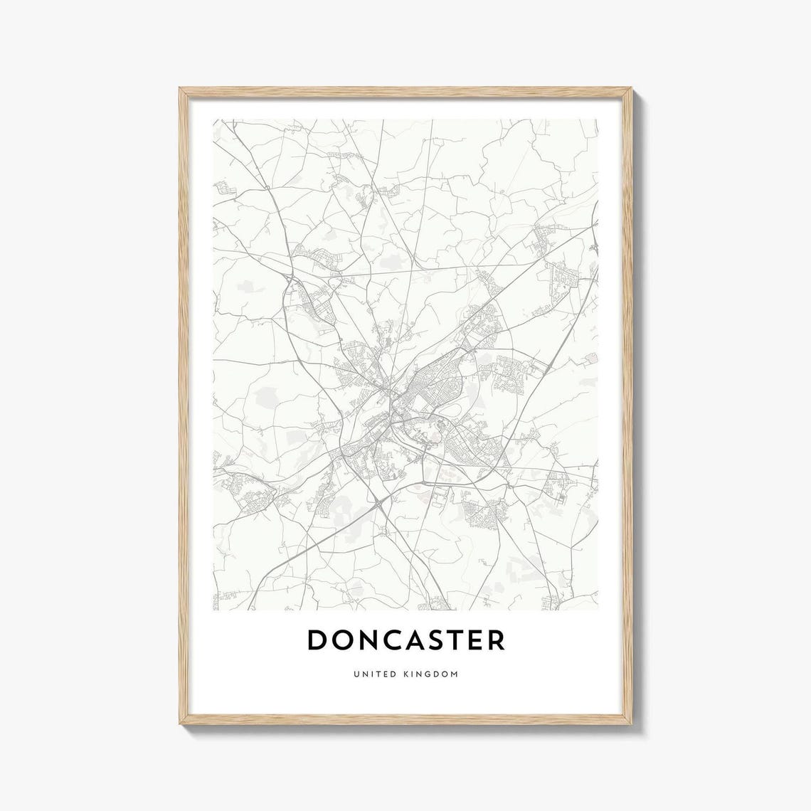 Doncaster United Kingdom Minimalist City Street Map Wall Decor Poster