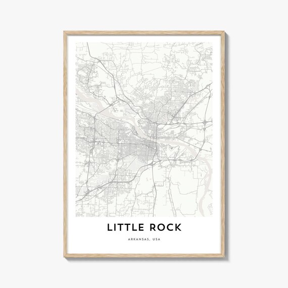 Little Rock Arkansas Street Map River City Minimalist Line Art Poster