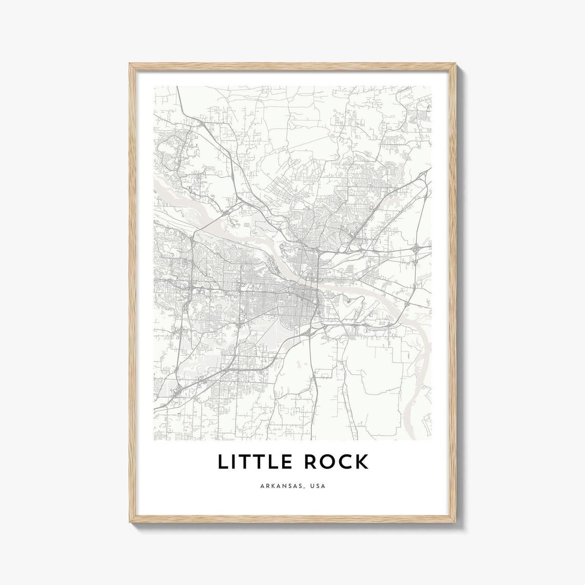 Little Rock Arkansas Street Map River City Minimalist Line Art Poster