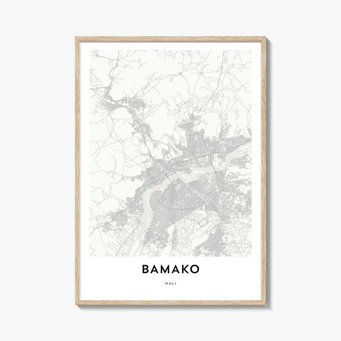 Bamako Mali Minimalist City Street Map Line Art Travel Poster