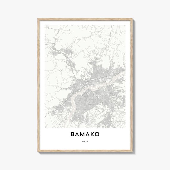 Bamako Mali Minimalist City Street Map Line Art Travel Poster