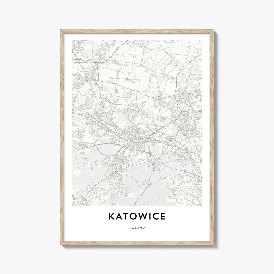 Katowice Poland Minimalist Street Map City Poster Home Decor Gift
