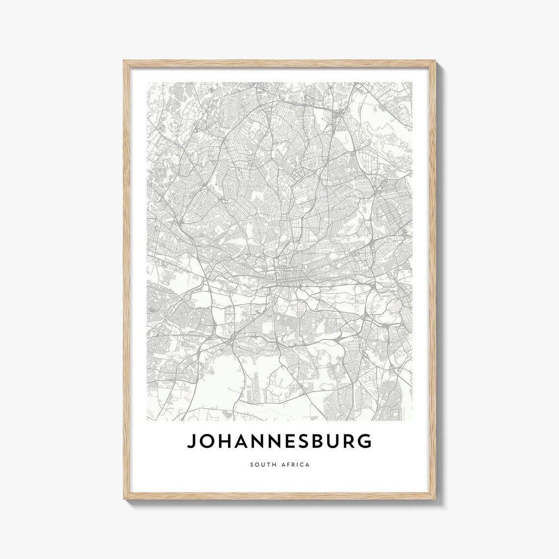 Map Of Johannesburg Travel Poster, South Africa