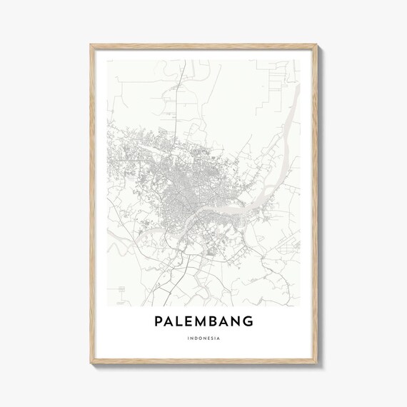 Minimalist Palembang Indonesia City Street Map Line Art Poster