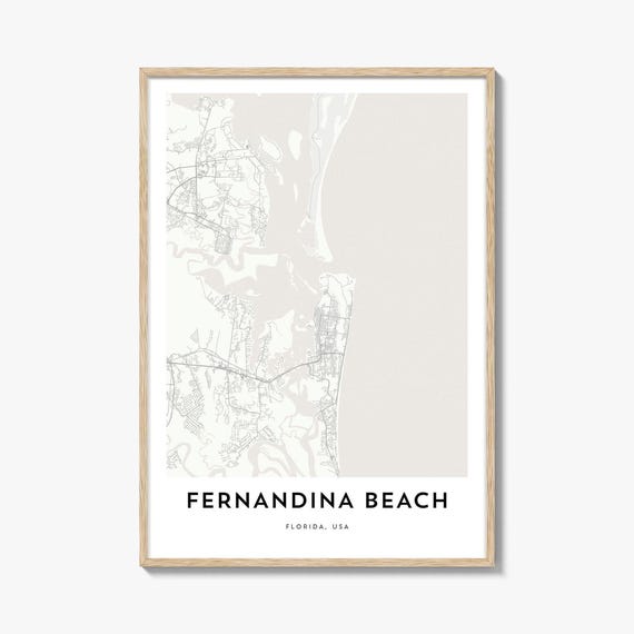 Fernandina Beach Map Art Print, Florida Travel Poster