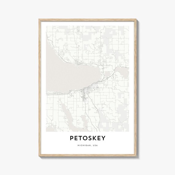 Petoskey Michigan City Street Map Minimalist Decor Art Poster