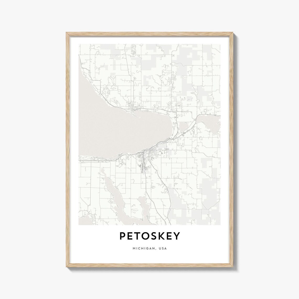 Petoskey Michigan City Street Map Minimalist Decor Art Poster