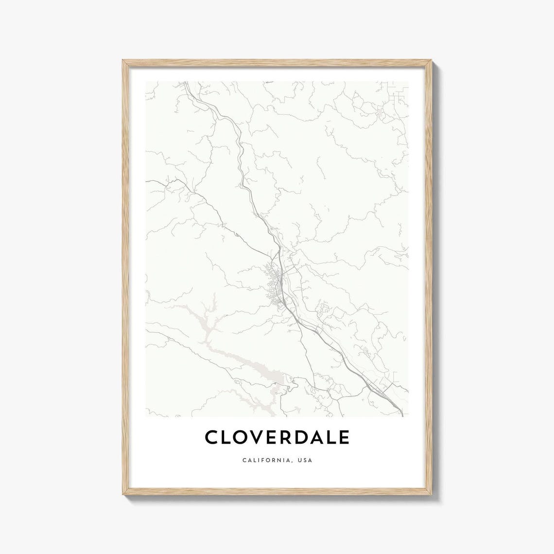Cloverdale California Minimalist Street Map Line Art Wall Art