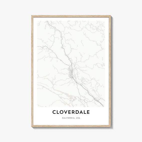 Cloverdale California Minimalist Street Map Line Art Wall Art