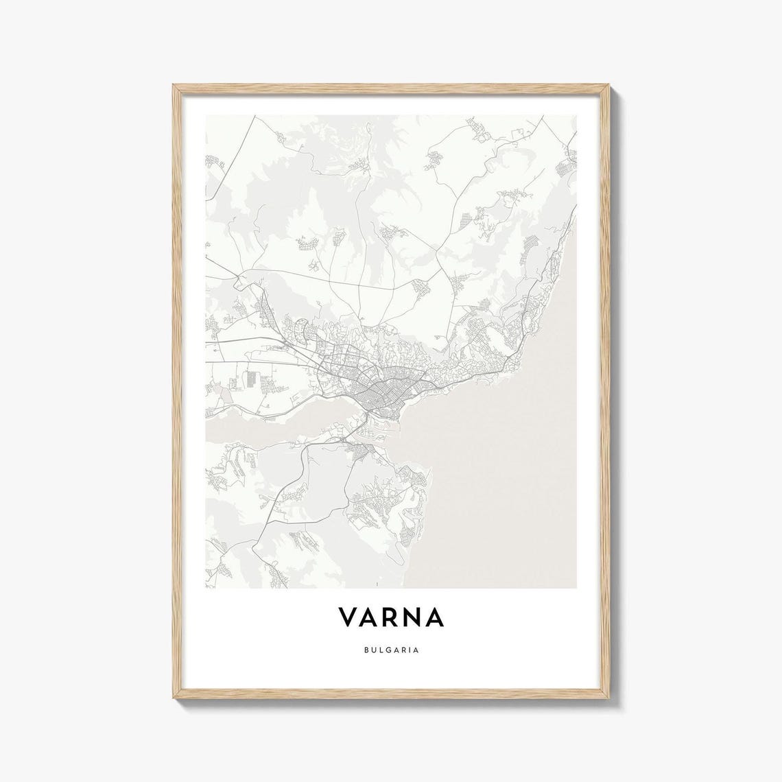 Varna Bulgaria Minimalist Cream City Map Poster for Home Office Decor