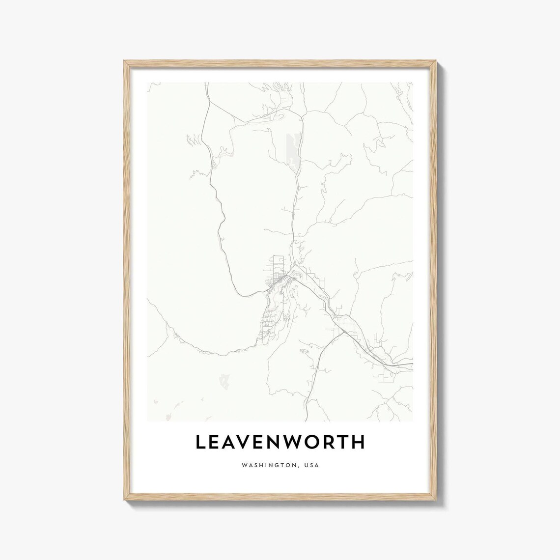 Leavenworth Washington Elegant Minimalist City Map Travel Poster