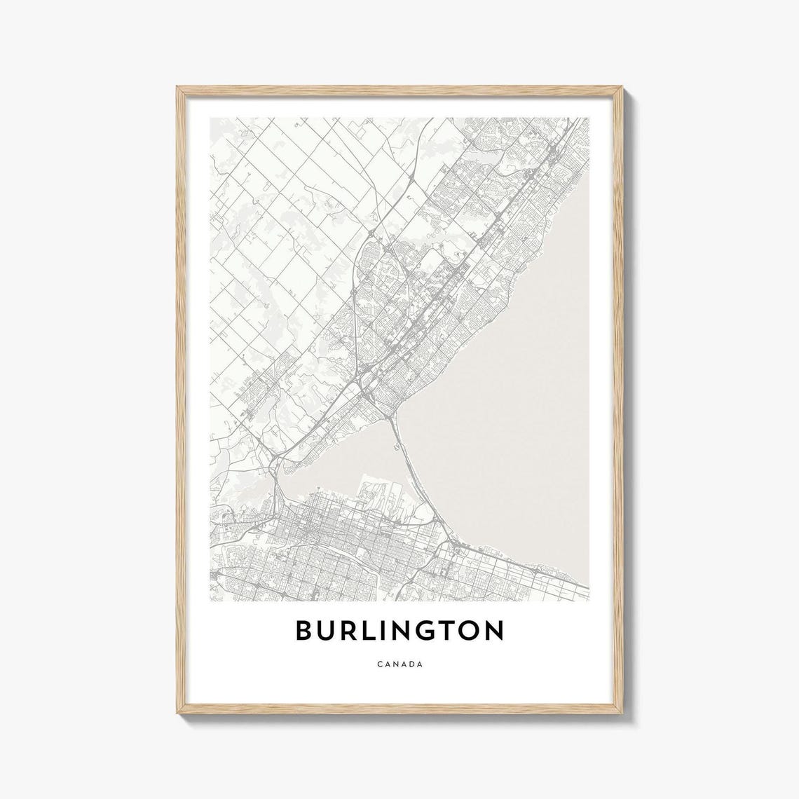 Burlington Canada Minimalist City Street Map Art Poster Decor