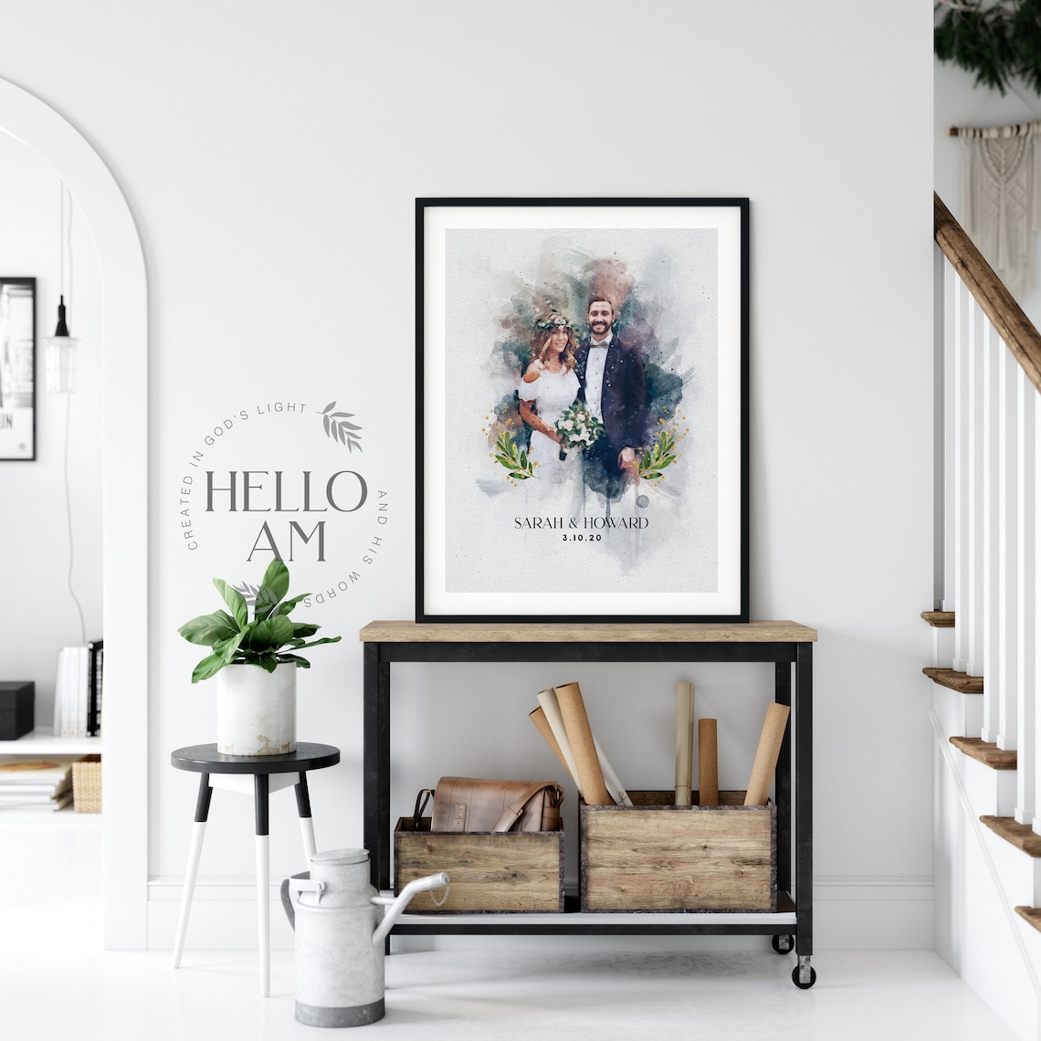 Custom Watercolor Couple Portrait from Photo, Art Print - Image 2