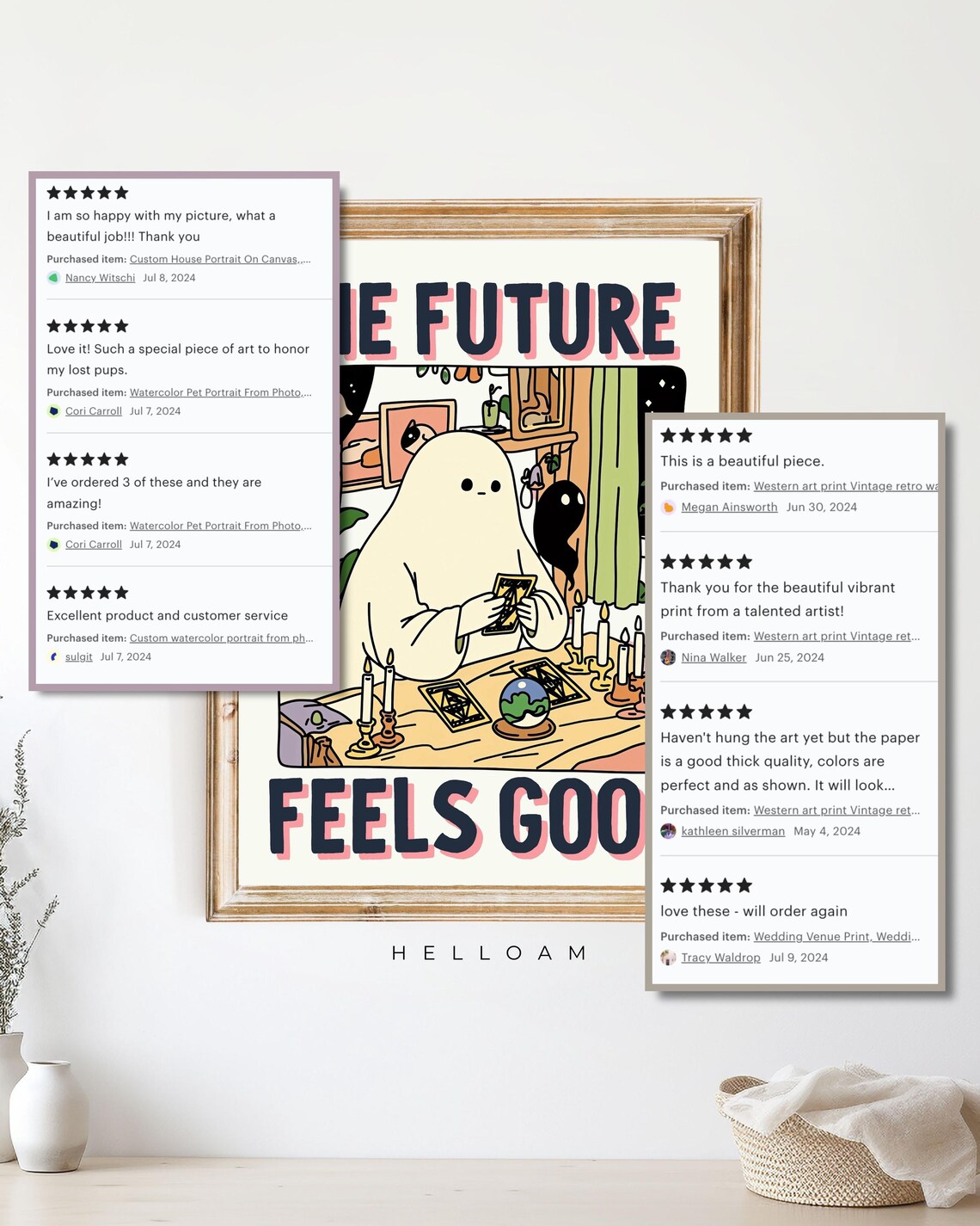 The Future Feels Good Ghost Tarot Reading Crystal Ball Quote Art Poster - Image 4