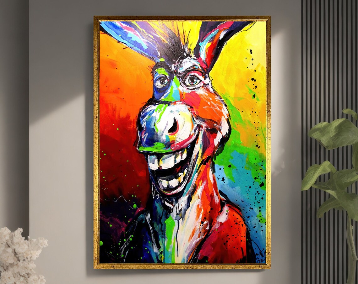 Smiling Donkey Farm Animal Decor, Gift for Friends