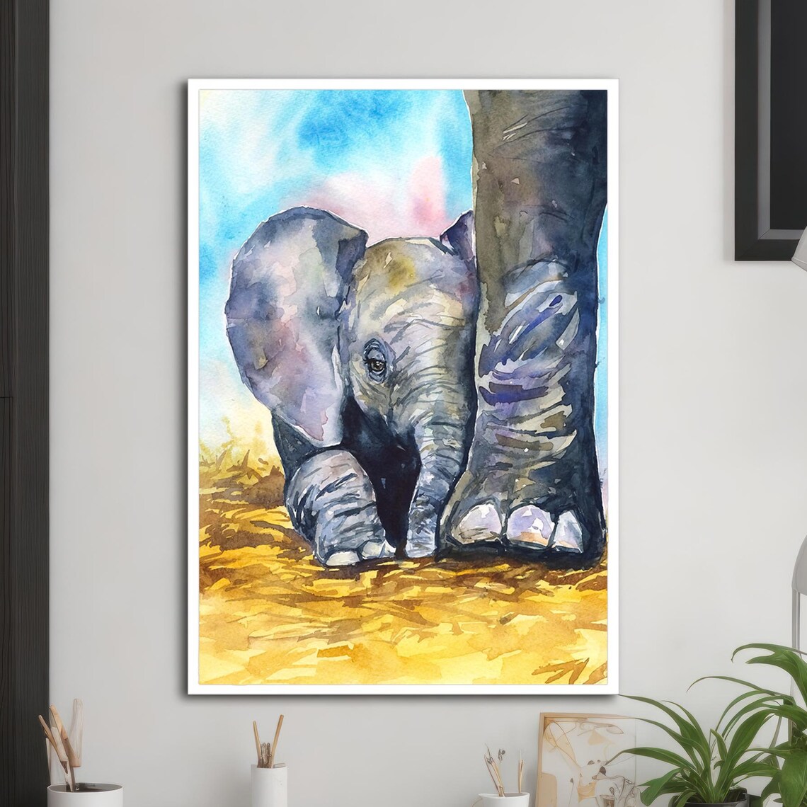 Baby Elephant Art Print, Heartwarming Animal Gift