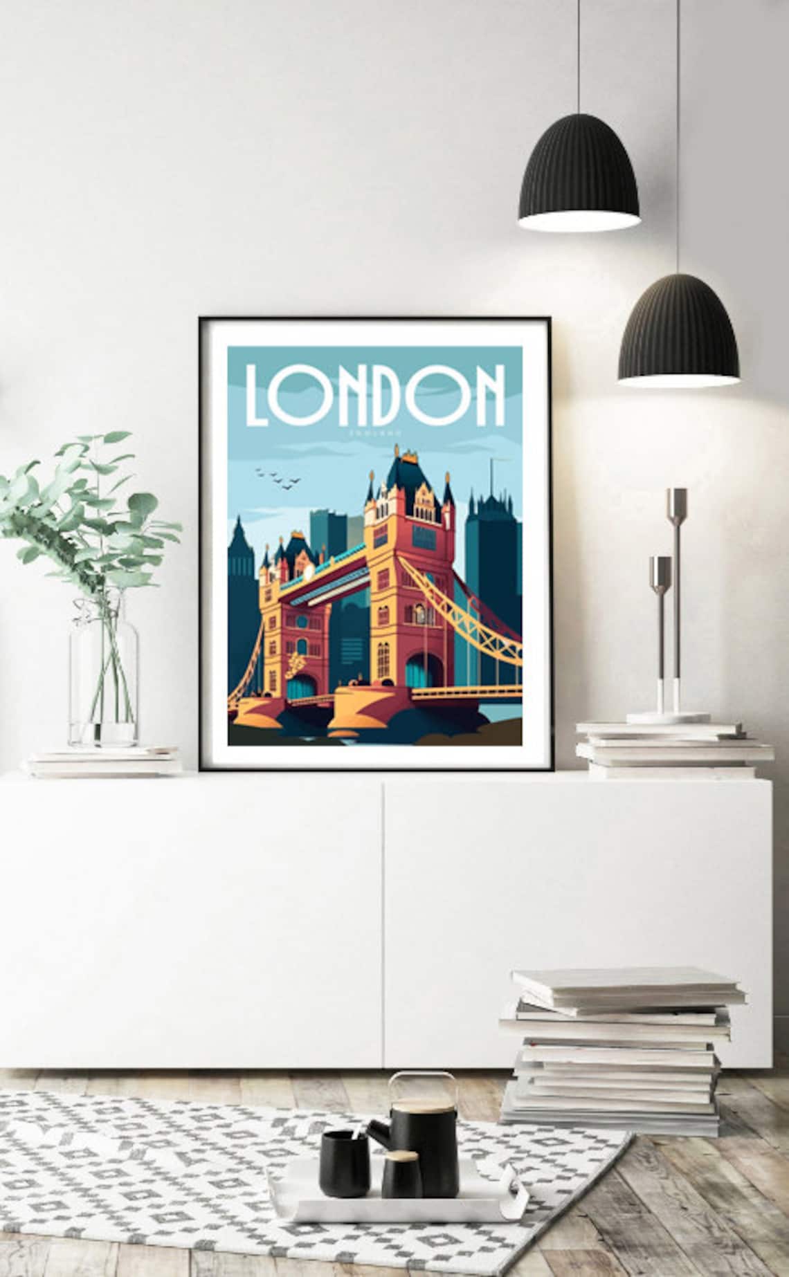 London Travel Poster, Retro Tower Bridge Art Print - Image 3